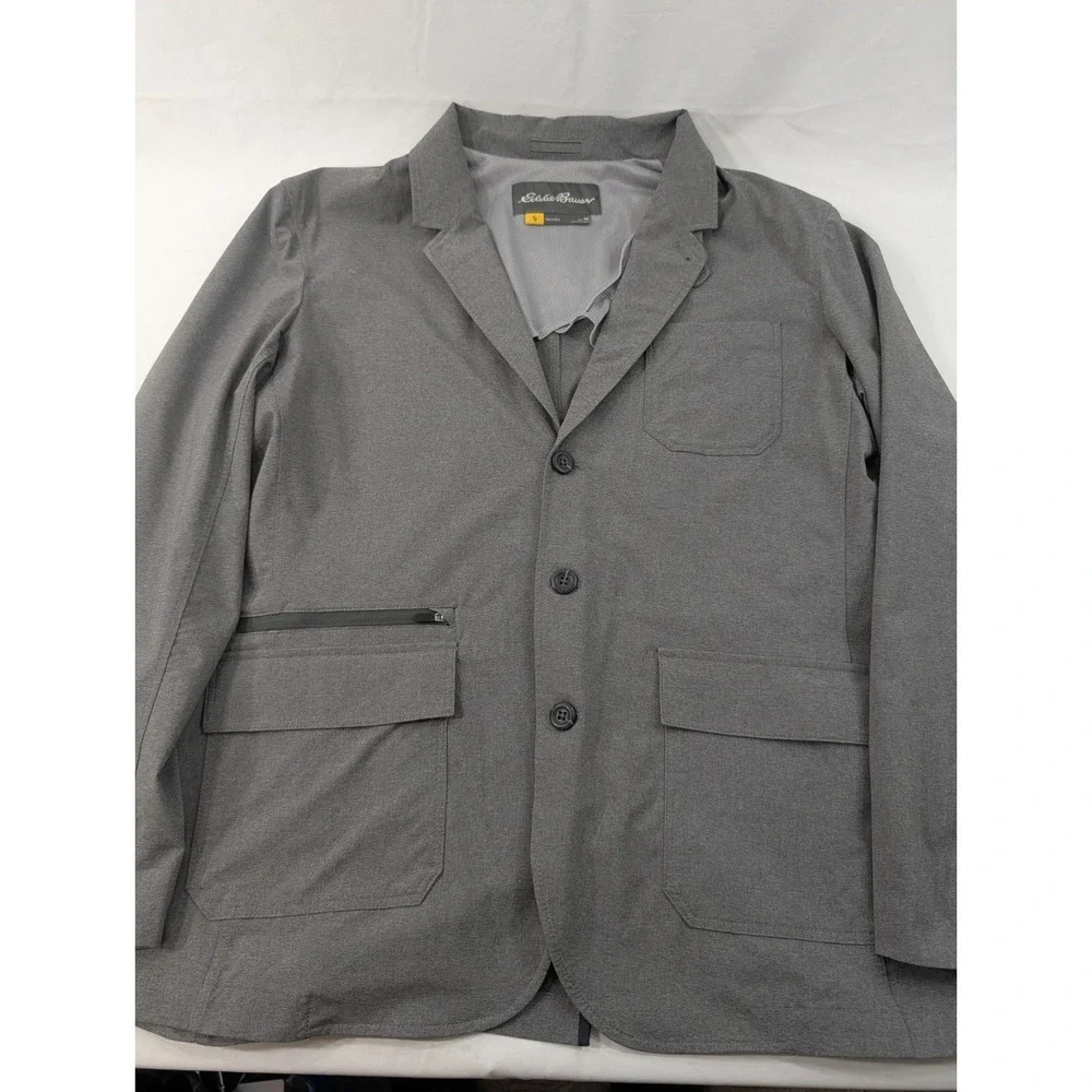 Eddie Bauer Blazer Men's Size 46 Gray Travel Stretch Blazer Jacket‎ Excellent